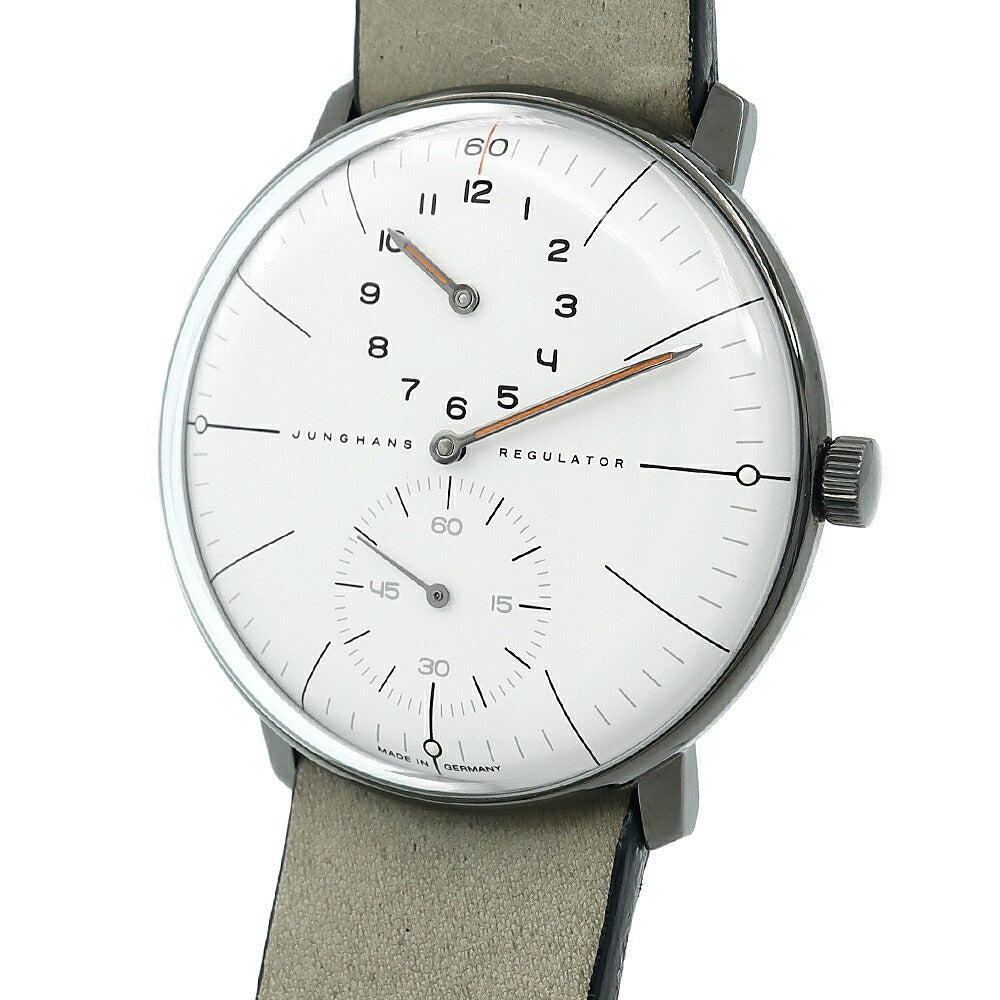 JUNGHANS ユンハンス マックスビル レギュレーター エディション60 1060本限定 27/3190.02 30m防水 白 ホワイト SS ステンレス 純正ベルト 純正尾錠 メンズ 自動巻き【6ヶ月保証】【腕時計】【中古】