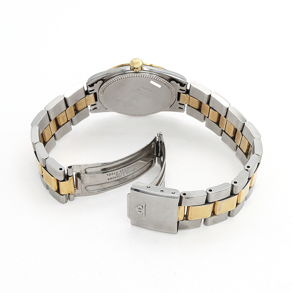 電池交換済 BAUME&MERCIER ボーム&メルシェ 5188.018 デイト 白 ホワイト SS ステンレス YGP イエローゴールド コンビ レディース クォーツ【腕時計】【中古】【ヴィンテージ】