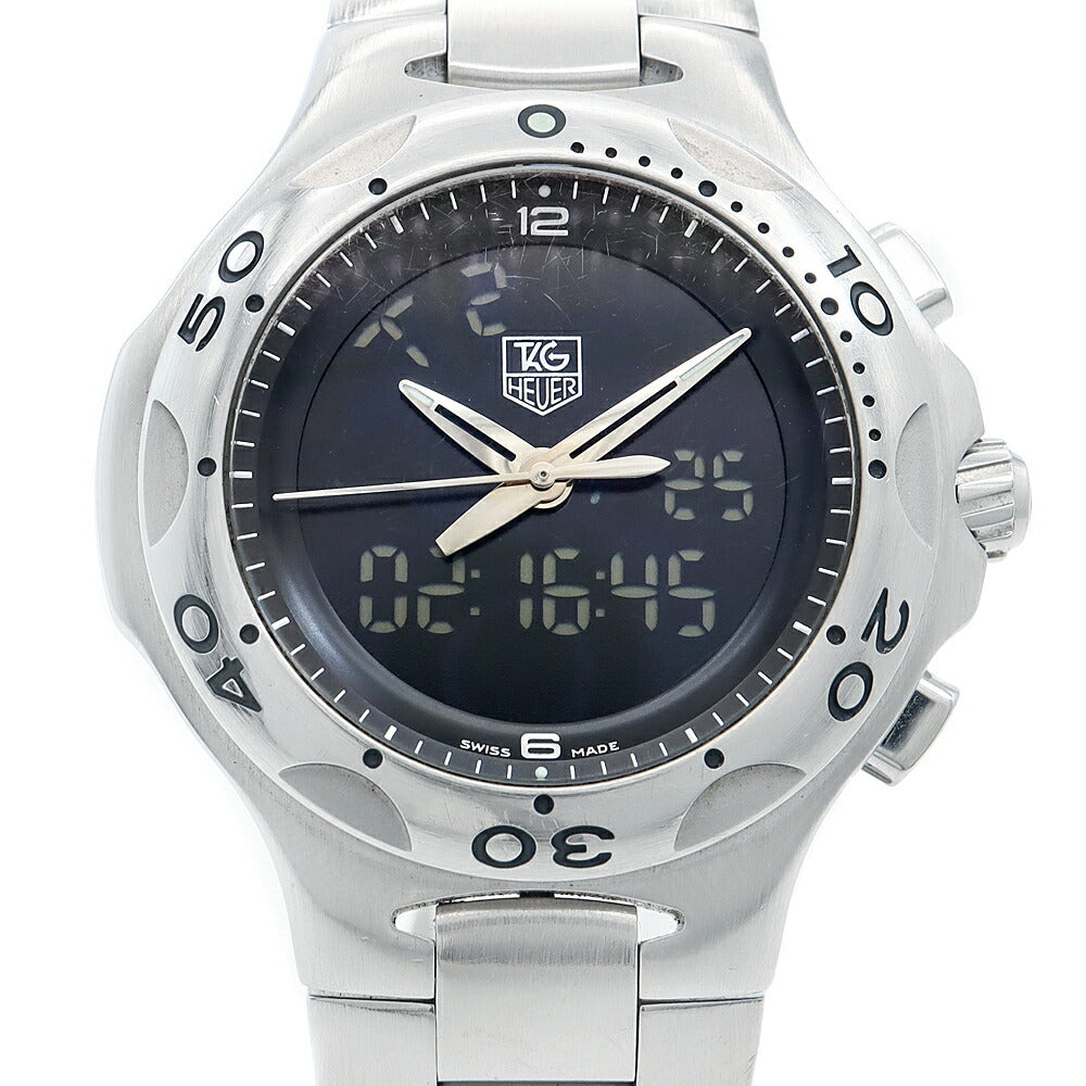 電池交換済 TAG Heuer タグホイヤー キリウム フォーミュラ1 CL111A クロノグラフ 200m防水 GMT 黒 ブラック SS ステンレス メンズ デジアナ クォーツ【6ヶ月保証】【腕時計】【中古】