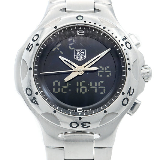 電池交換済 TAG Heuer タグホイヤー キリウム フォーミュラ1 CL111A クロノグラフ 200m防水 GMT 黒 ブラック SS ステンレス メンズ デジアナ クォーツ【6ヶ月保証】【腕時計】【中古】