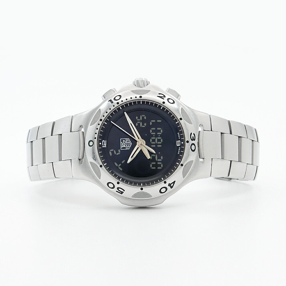 電池交換済 TAG Heuer タグホイヤー キリウム フォーミュラ1 CL111A クロノグラフ 200m防水 GMT 黒 ブラック SS ステンレス メンズ デジアナ クォーツ【6ヶ月保証】【腕時計】【中古】