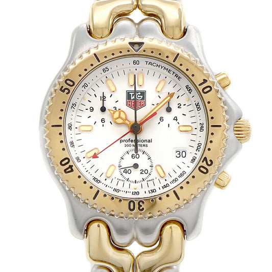 電池交換済 TAG Heuer タグホイヤー S/el セル プロフェッショナル クロノグラフ CG1120-0 デイト 200m防水 白 ホワイト SS ステンレス メンズ クォーツ【6ヶ月保証】【腕時計】【中古】