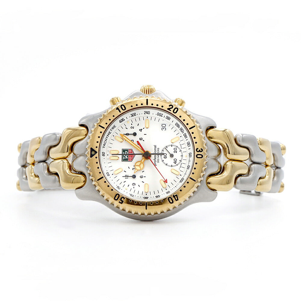 電池交換済 TAG Heuer タグホイヤー S/el セル プロフェッショナル クロノグラフ CG1120-0 デイト 200m防水 白 ホワイト SS ステンレス メンズ クォーツ【6ヶ月保証】【腕時計】【中古】