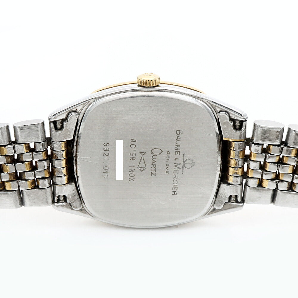 電池交換済 BAUME&MERCIER ボーム&メルシェ 5821.018 デイト 白 ホワイト SS ステンレス YGP イエローゴールド コンビ レディース クォーツ【6ヶ月保証】【腕時計】【中古】