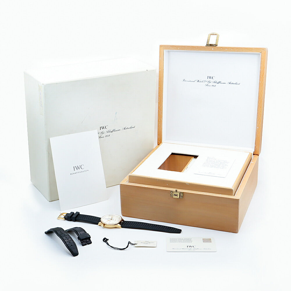 IWC インターナショナルウォッチカンパニー ポルトギーゼ クロノグラフ ラトラパンテ IW371204 スプリットセコンド シルバー K18YG イエローゴールド 純正ラバーベルト 純正尾錠 メンズ 手巻き【6ヶ月保証】【腕時計】【中古】