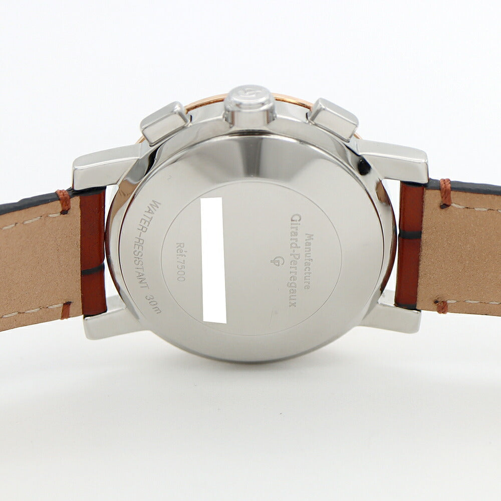 内部点検済 GIRARD PERREGAUX ジラールペルゴ クロノグラフ 7500 デイト 30m防水 白 ホワイト SS ステンレス 純正尾錠 メンズ 自動巻き【6ヶ月保証】【腕時計】【中古】