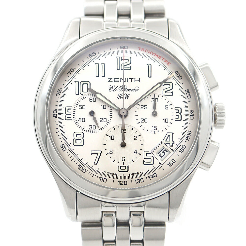 ZENITH ゼニス クラス エルプリメロ 02.0500.420/04 クロノグラフ デイト 100m防水 裏スケ 黒 ブラック SS ステンレス メンズ 手巻き【6ヶ月保証】【腕時計】【中古】