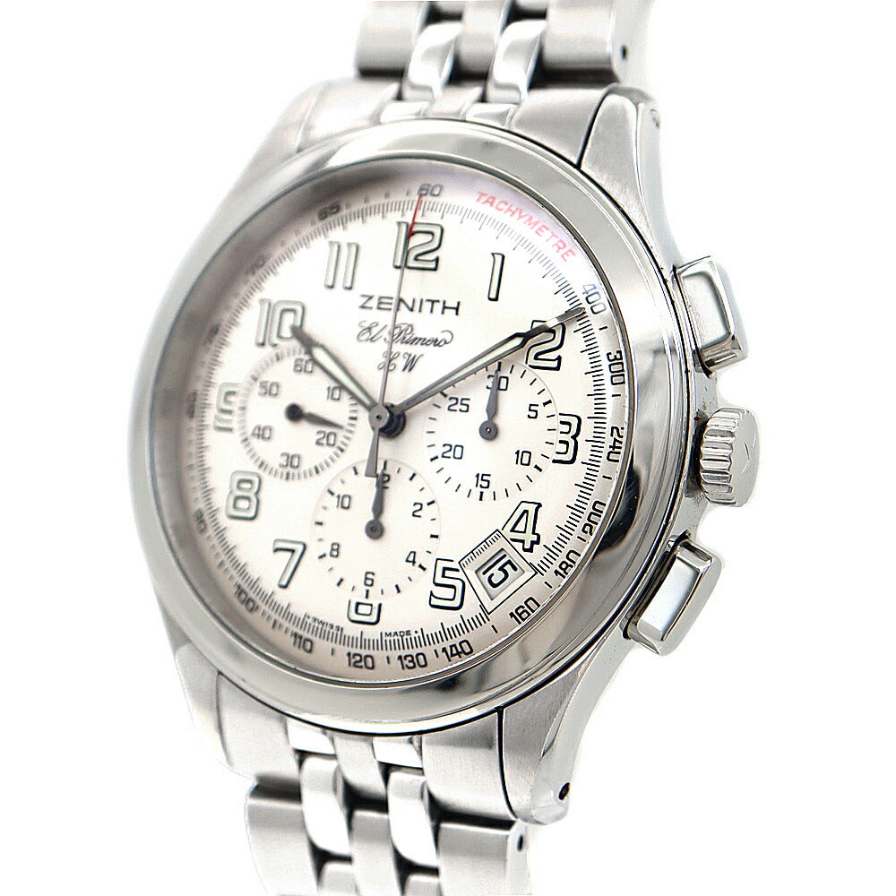 ZENITH ゼニス クラス エルプリメロ 02.0500.420/04 クロノグラフ デイト 100m防水 裏スケ 黒 ブラック SS ステンレス メンズ 手巻き【6ヶ月保証】【腕時計】【中古】