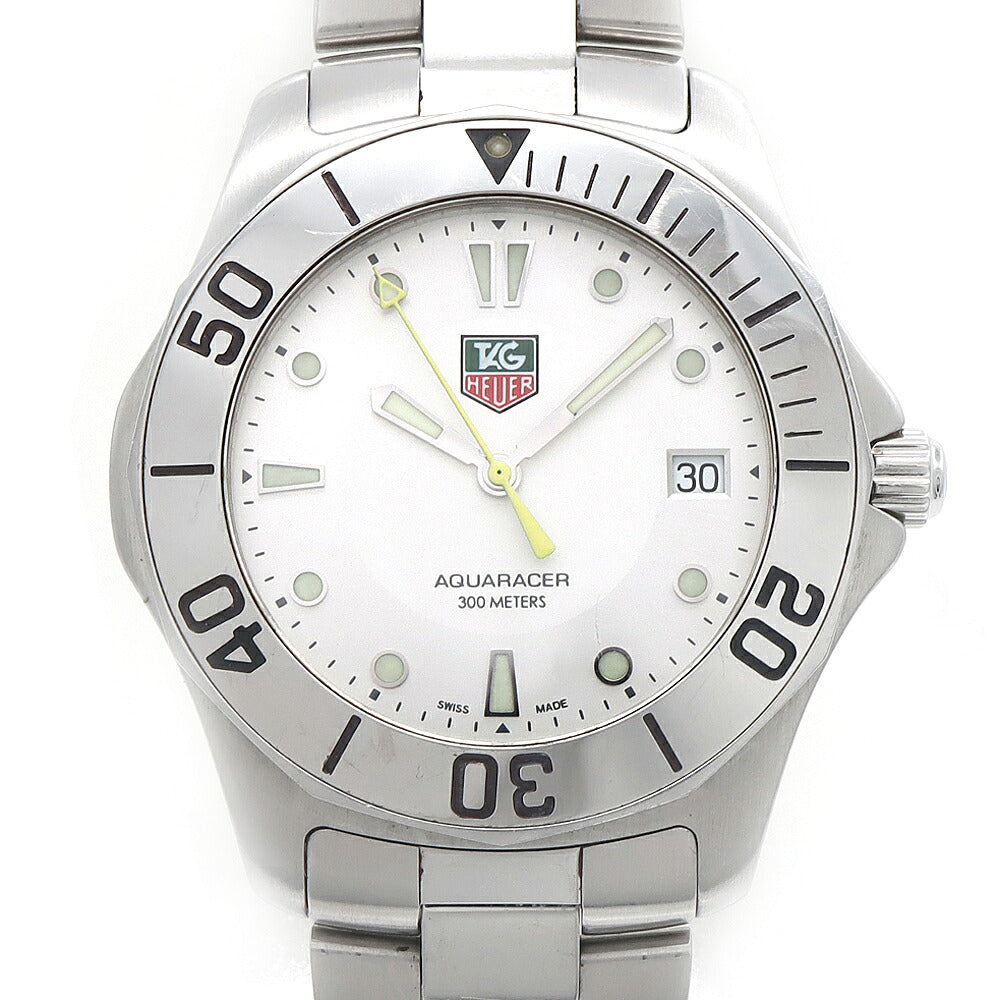 電池交換済 TAG Heuer タグホイヤー アクアレーサー WAB1111 デイト 300m防水 シルバー SS ステンレス メンズ クォーツ【6ヶ月保証】【腕時計】【中古】