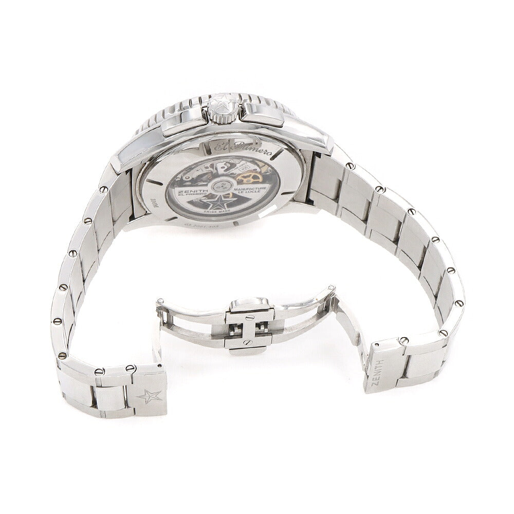 ZENITH ゼニス エルプリメロ ストラトス フライバック レインボー クロノグラフ 03.2061.405 デイト 100m防水 黒 ブラック SS ステンレス メンズ 自動巻き【6ヶ月保証】【腕時計】【中古】
