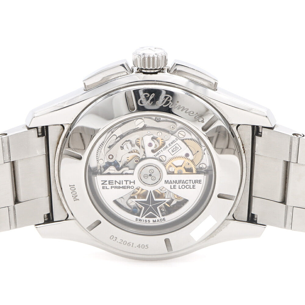 ZENITH ゼニス エルプリメロ ストラトス フライバック レインボー クロノグラフ 03.2061.405 デイト 100m防水 黒 ブラック SS ステンレス メンズ 自動巻き【6ヶ月保証】【腕時計】【中古】
