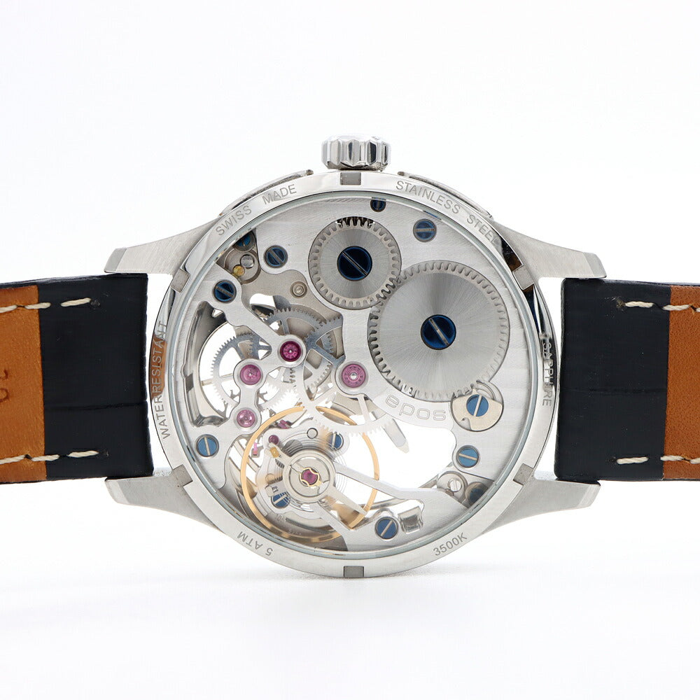 EPOS エポス オリジナーレ 3500K 50m防水 スケルトン シルバー SS ステンレス 純正ベルト 純正尾錠 メンズ 手巻き【6ヶ月保証】【腕時計】【中古】