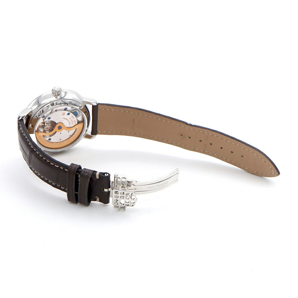 内部点検済 FREDERIQUE CONSTANT フレデリックコンスタント スリムライン FC-705X4S4/5/6 デイト ムーンフェイズ 裏スケ グレー SS ステンレス 純正ベルト 純正尾錠 メンズ 自動巻き【6ヶ月保証】【腕時計】【中古】