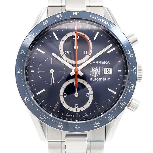 内部点検済 TAG Heuer タグホイヤー カレラ キャリバー16 クロノグラフ CV2015 BA0786 タキメーター デイト 裏スケ 50m防水 青 ブルー SS ステンレス メンズ 自動巻き【6ヶ月保証】【腕時計】【中古】