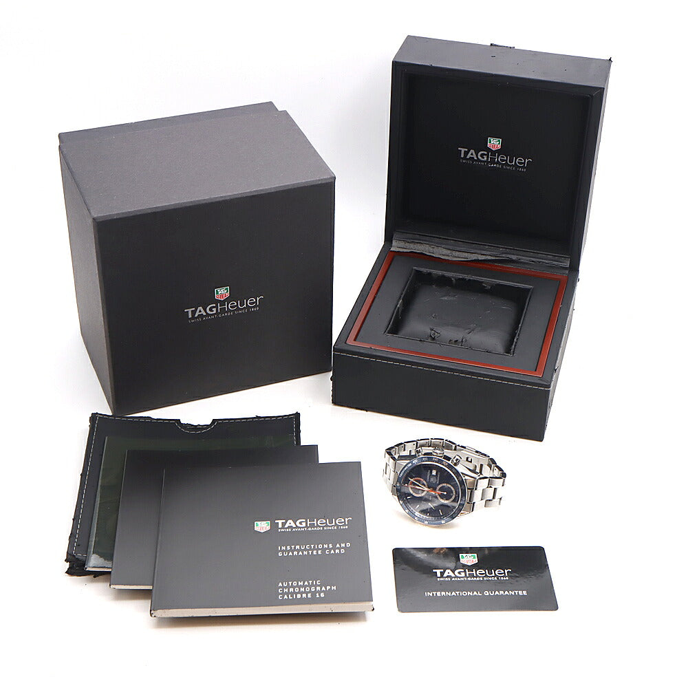 内部点検済 TAG Heuer タグホイヤー カレラ キャリバー16 クロノグラフ CV2015 BA0786 タキメーター デイト 裏スケ 50m防水 青 ブルー SS ステンレス メンズ 自動巻き【6ヶ月保証】【腕時計】【中古】