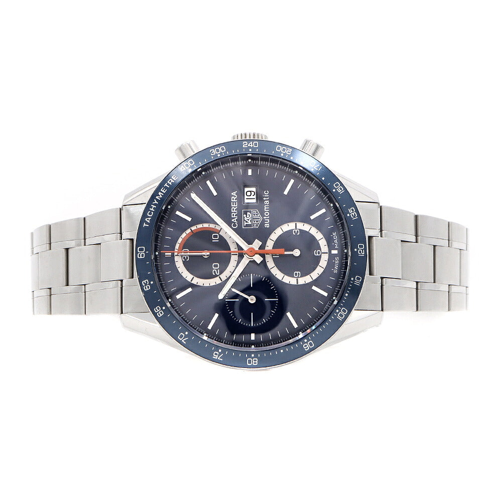 内部点検済 TAG Heuer タグホイヤー カレラ キャリバー16 クロノグラフ CV2015 BA0786 タキメーター デイト 裏スケ 50m防水 青 ブルー SS ステンレス メンズ 自動巻き【6ヶ月保証】【腕時計】【中古】