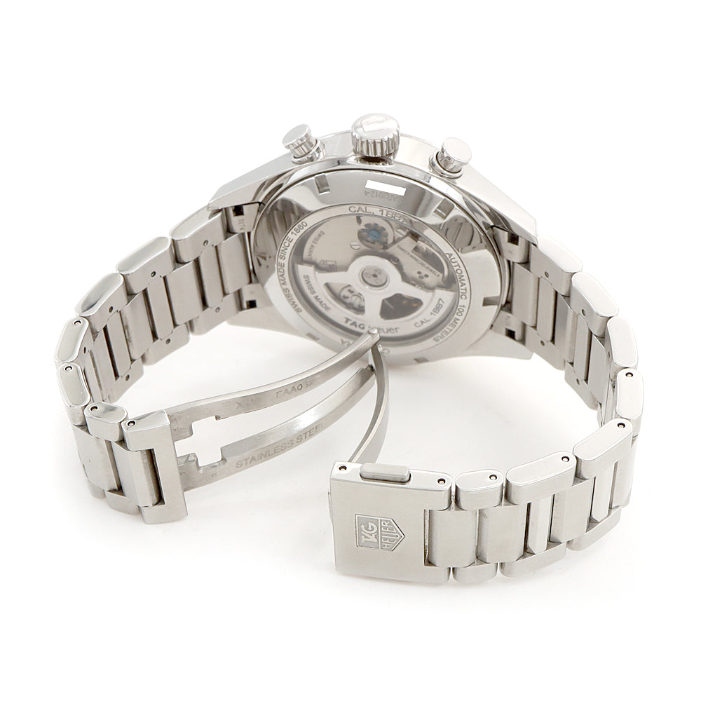 TAG Heuer タグホイヤー カレラ キャリバー1887 クロノグラフ CAR2012-4 100m防水 デイト 裏スケ シルバー SS ステンレス メンズ 自動巻き【6ヶ月保証】【腕時計】【中古】