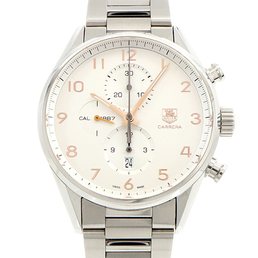TAG Heuer タグホイヤー カレラ キャリバー1887 クロノグラフ CAR2012-4 100m防水 デイト 裏スケ シルバー SS ステンレス メンズ 自動巻き【6ヶ月保証】【腕時計】【中古】