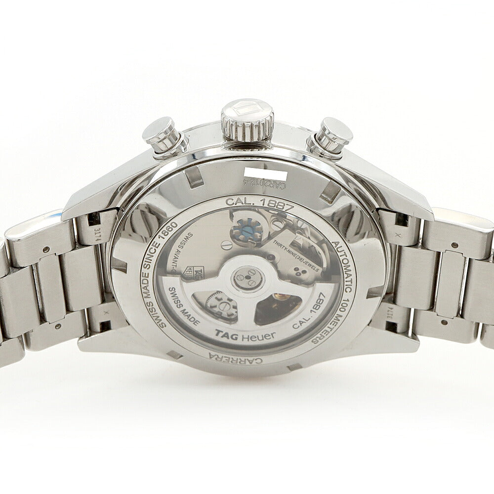 TAG Heuer タグホイヤー カレラ キャリバー1887 クロノグラフ CAR2012-4 100m防水 デイト 裏スケ シルバー SS ステンレス メンズ 自動巻き【6ヶ月保証】【腕時計】【中古】
