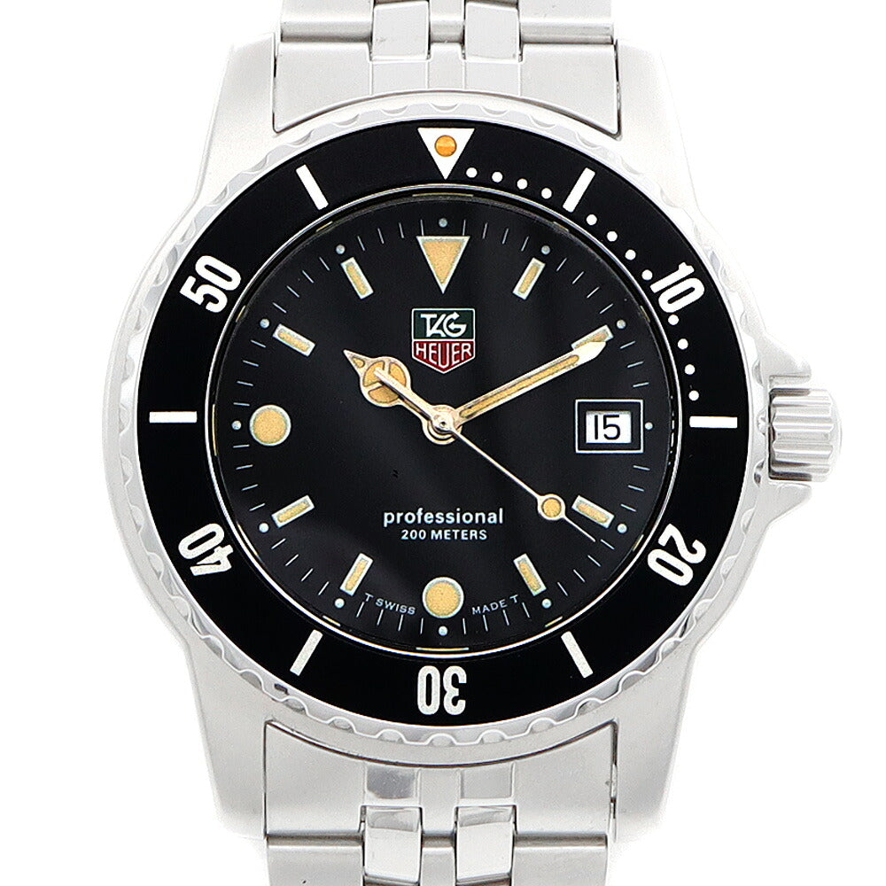 電池交換済 TAG Heuer タグホイヤー プロフェッショナル 1500シリーズ WD1210-D0 デイト 200m防水 黒 ブラック トリチウム SS ステンレス メンズ クォーツ【6ヶ月保証】【腕時計】【中古】