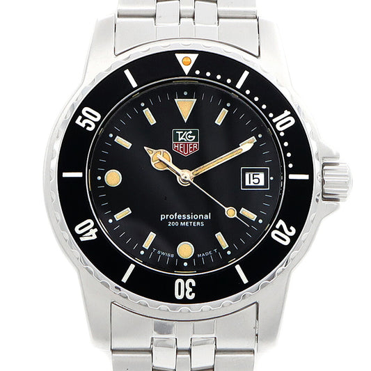 電池交換済 TAG Heuer タグホイヤー プロフェッショナル 1500シリーズ WD1210-D0 デイト 200m防水 黒 ブラック トリチウム SS ステンレス メンズ クォーツ【6ヶ月保証】【腕時計】【中古】