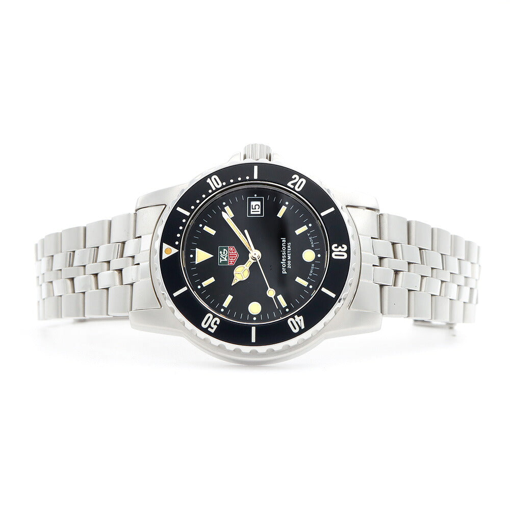 電池交換済 TAG Heuer タグホイヤー プロフェッショナル 1500シリーズ WD1210-D0 デイト 200m防水 黒 ブラック トリチウム SS ステンレス メンズ クォーツ【6ヶ月保証】【腕時計】【中古】