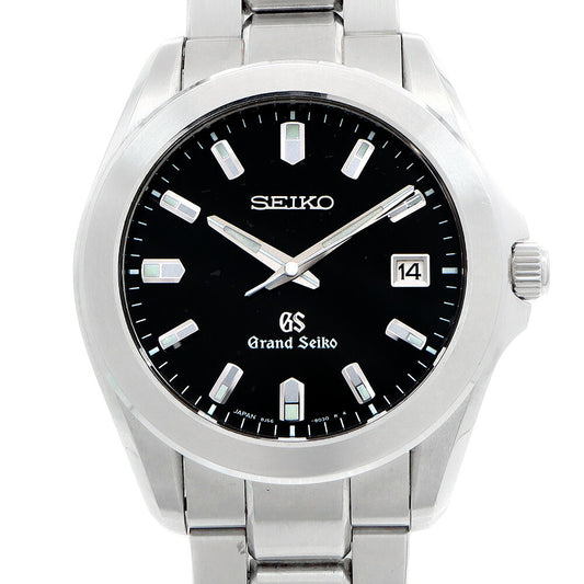 電池交換済 SEIKO セイコー GS グランドセイコー 8J56-8020 デイト 黒 ブラック SS ステンレス メンズ クォーツ【6ヶ月保証】【腕時計】【中古】