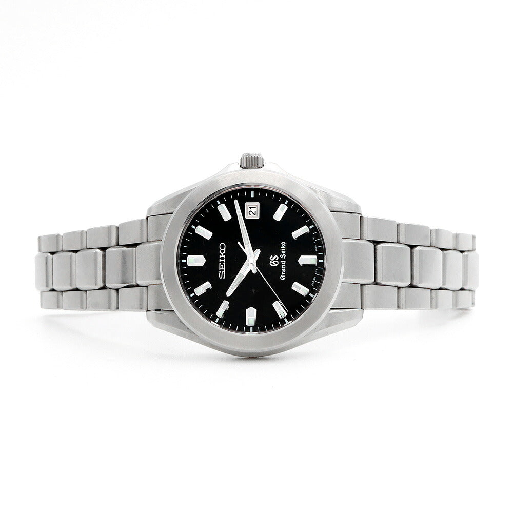 電池交換済 SEIKO セイコー GS グランドセイコー 8J56-8020 デイト 黒 ブラック SS ステンレス メンズ クォーツ【6ヶ月保証】【腕時計】【中古】