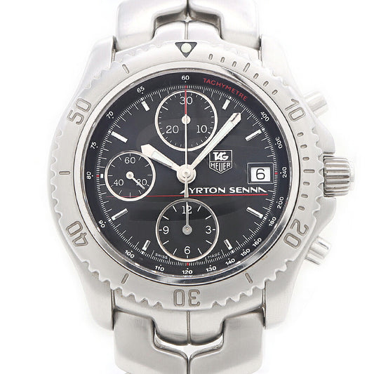 TAG Heuer タグホイヤー リンク アイルトン セナ クロノグラフ 1991本限定 CT2114 BA0550 デイト タキメーター 黒 ブラック SS ステンレス メンズ 自動巻き【6ヶ月保証】【腕時計】【中古】