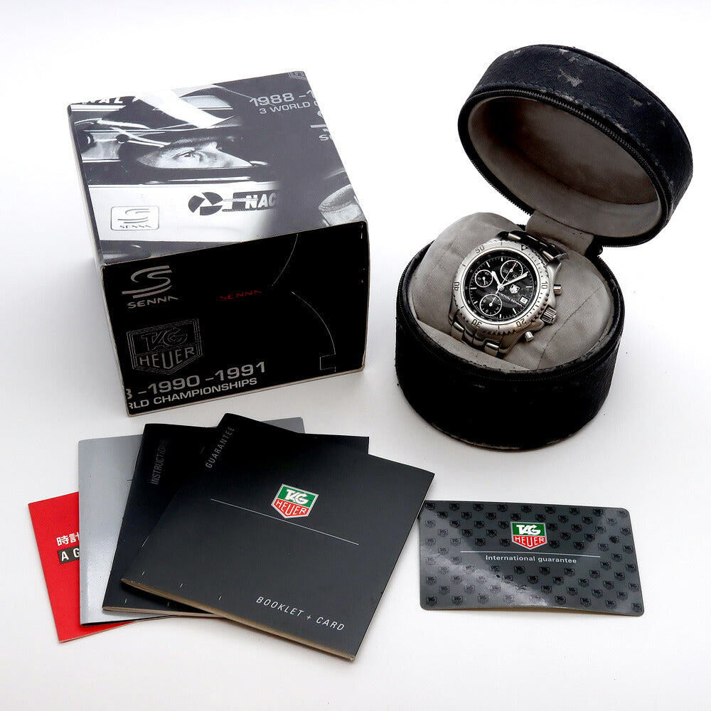 TAG Heuer タグホイヤー リンク アイルトン セナ クロノグラフ 1991本限定 CT2114 BA0550 デイト タキメーター 黒 ブラック SS ステンレス メンズ 自動巻き【6ヶ月保証】【腕時計】【中古】