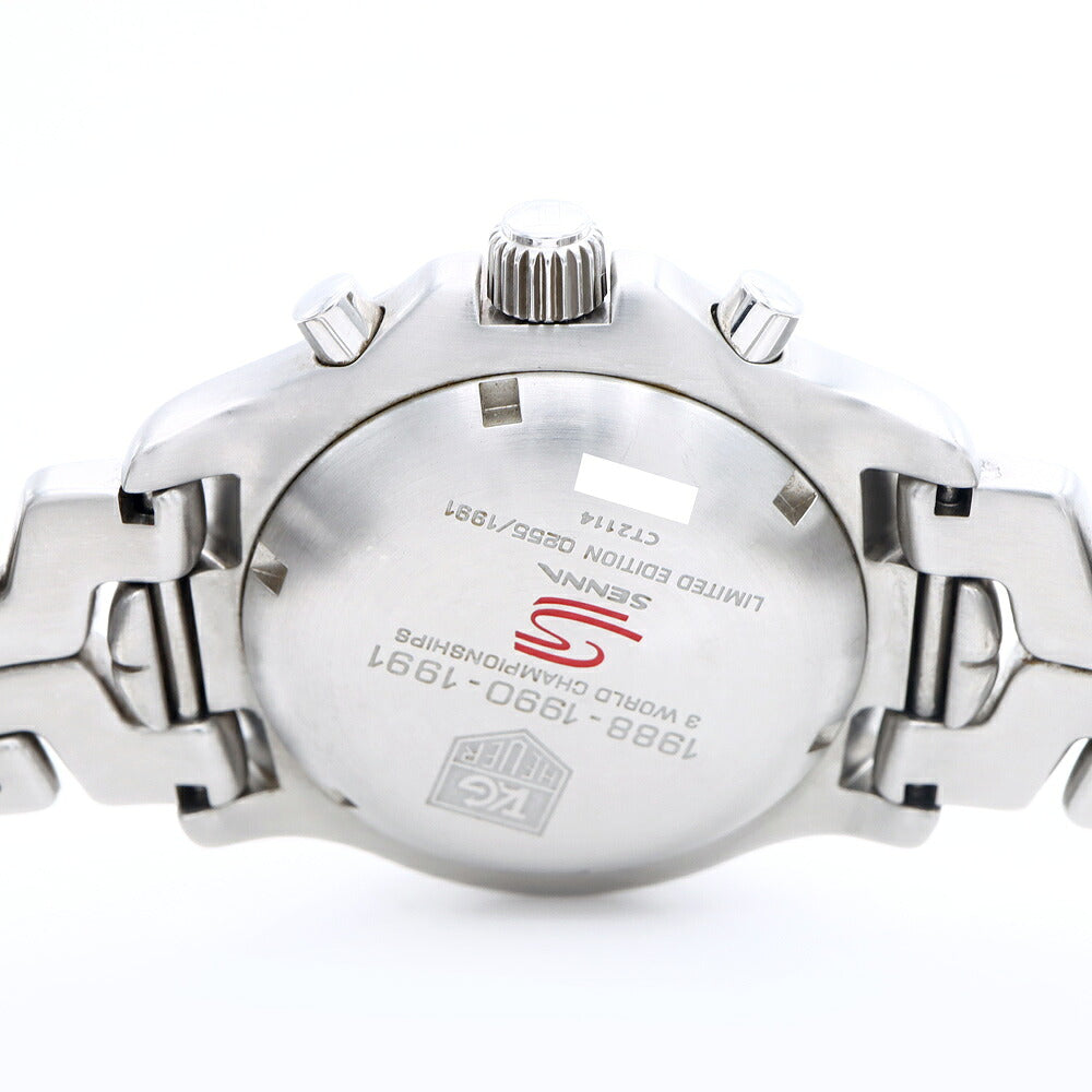 TAG Heuer タグホイヤー リンク アイルトン セナ クロノグラフ 1991本限定 CT2114 BA0550 デイト タキメーター 黒 ブラック SS ステンレス メンズ 自動巻き【6ヶ月保証】【腕時計】【中古】