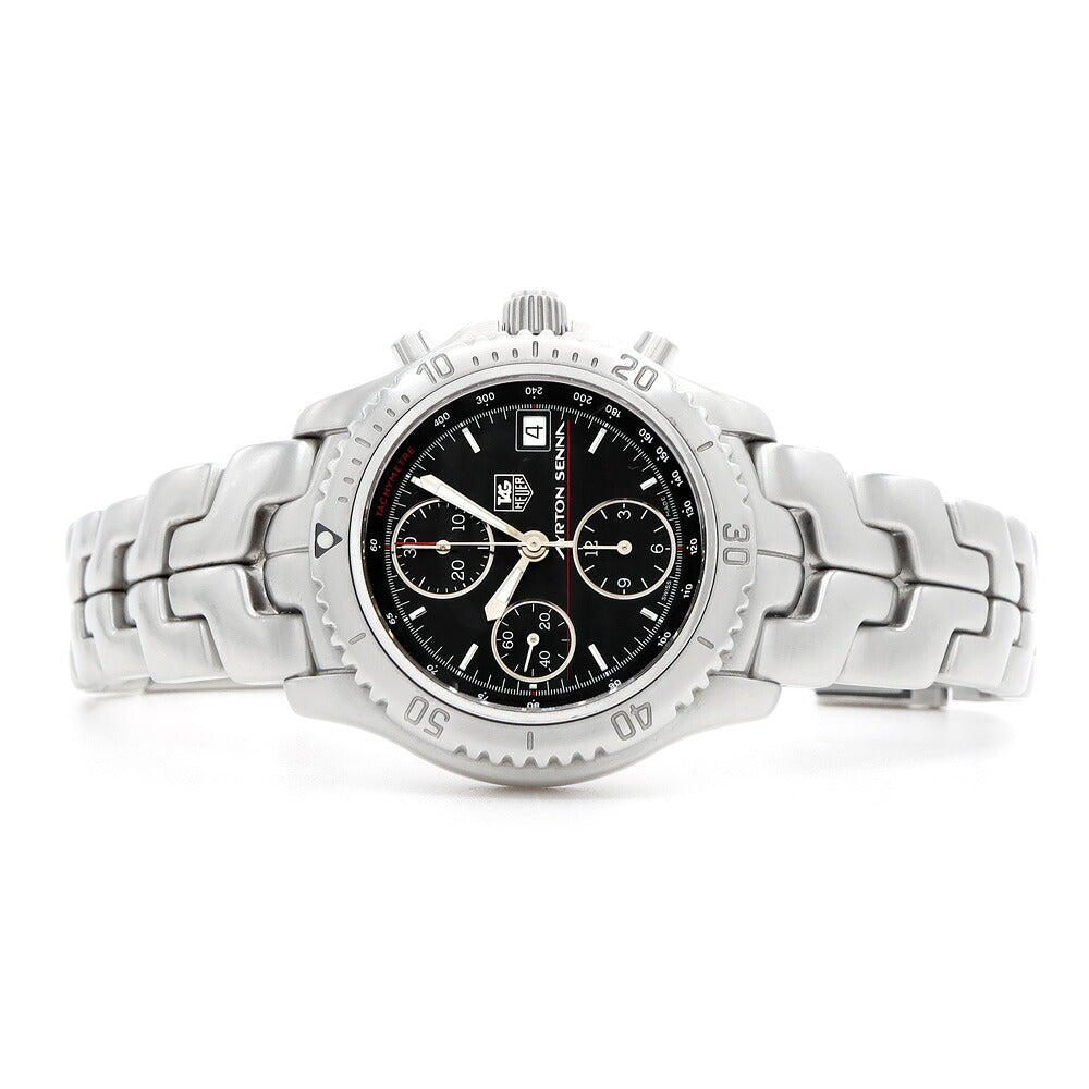 TAG Heuer タグホイヤー リンク アイルトン セナ クロノグラフ 1991本限定 CT2114 BA0550 デイト タキメーター 黒 ブラック SS ステンレス メンズ 自動巻き【6ヶ月保証】【腕時計】【中古】