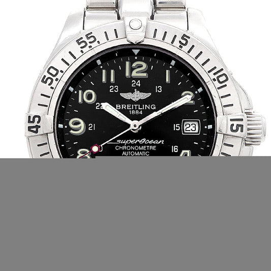 BREITLING ブライトリング スーパーオーシャン A17360 デイト 1500m防水 黒 ブラック SS ステンレス メンズ 自動巻き【6ヶ月保証】【腕時計】【中古】