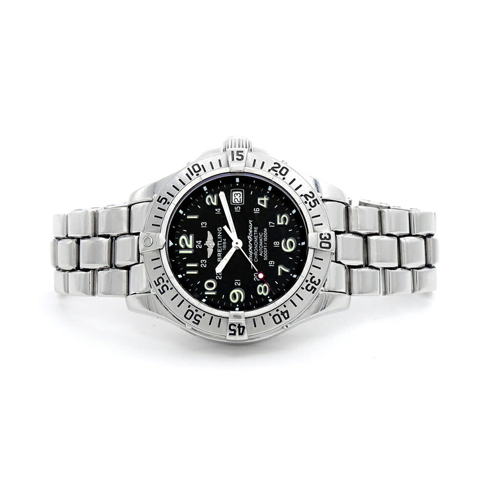 BREITLING ブライトリング スーパーオーシャン A17360 デイト 1500m防水 黒 ブラック SS ステンレス メンズ 自動巻き【6ヶ月保証】【腕時計】【中古】