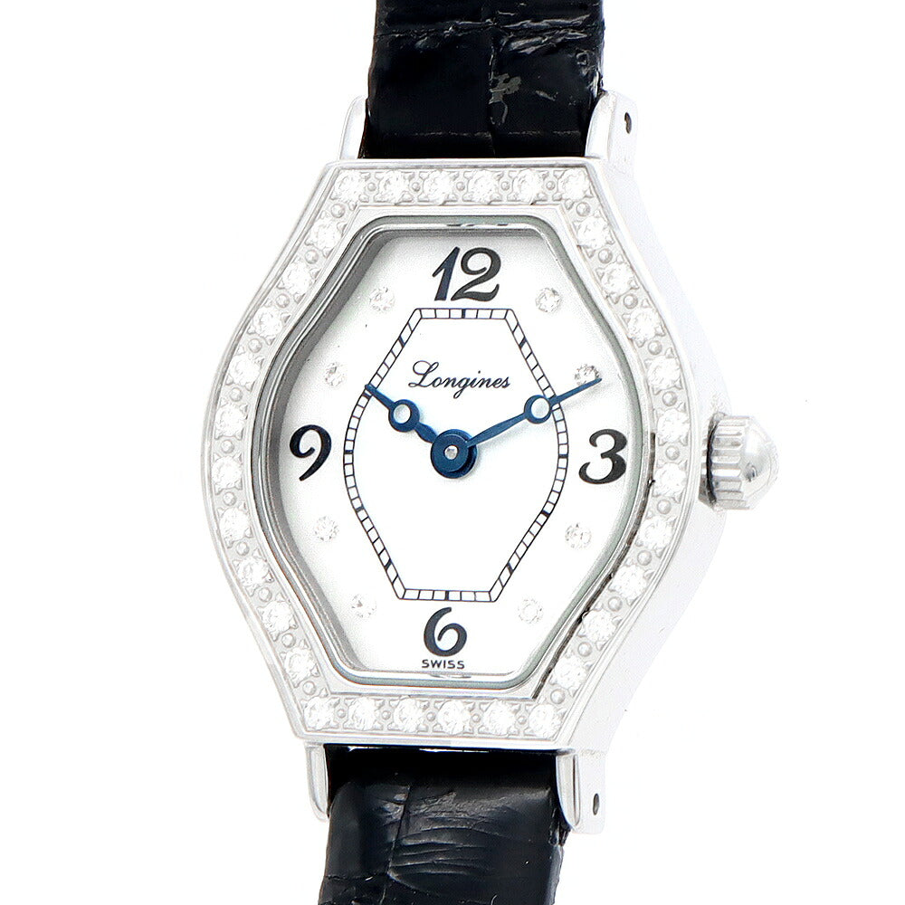 電池交換済 LONGINES ロンジン レ ラヴィソント ダイヤベゼル L5.184.0 L5.184.086.1 ダイヤモンド 8Pダイヤ 白 ホワイトシェル SS ステンレス 純正尾錠 レディース クォーツ【6ヶ月保証】【腕時計】【中古】