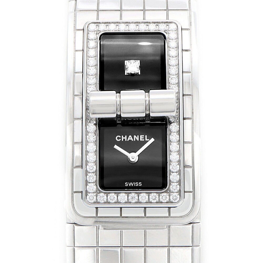 電池交換済 CHANEL シャネル コードココ ダイヤベゼル H5145 純正ダイヤモンド 30m防水 黒 ブラック SS ステンレス レディース クォーツ【6ヶ月保証】【腕時計】【中古】