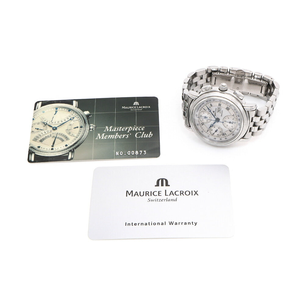 MAURICE LACROIX モーリスラクロア マスターピース クロノグラフ MP6318-SS002-11E デイデイト 50m防水 裏スケ シルバー SS ステンレス メンズ 自動巻き【6ヶ月保証】【腕時計】【中古】
