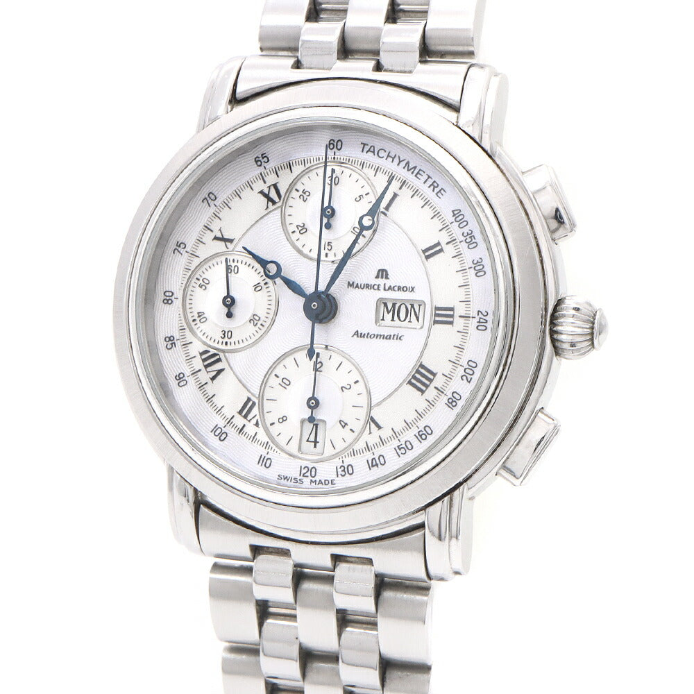 MAURICE LACROIX モーリスラクロア マスターピース クロノグラフ MP6318-SS002-11E デイデイト 50m防水 裏スケ シルバー SS ステンレス メンズ 自動巻き【6ヶ月保証】【腕時計】【中古】