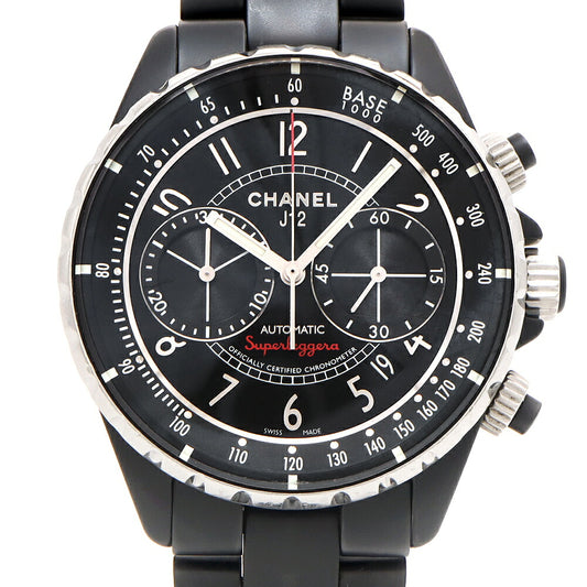 内部点検済 CHANEL シャネル J12 スーパーレッジェーラ 41mm H3409 クロノグラフ 200m防水 デイト 黒 ブラック CE セラミック SS ステンレス メンズ 自動巻き【6ヶ月保証】【腕時計】【中古】