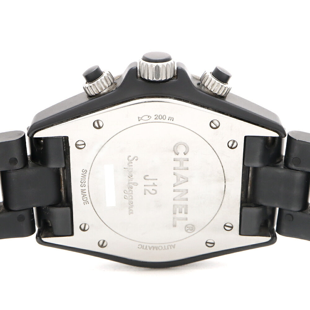 内部点検済 CHANEL シャネル J12 スーパーレッジェーラ 41mm H3409 クロノグラフ 200m防水 デイト 黒 ブラック CE セラミック SS ステンレス メンズ 自動巻き【6ヶ月保証】【腕時計】【中古】