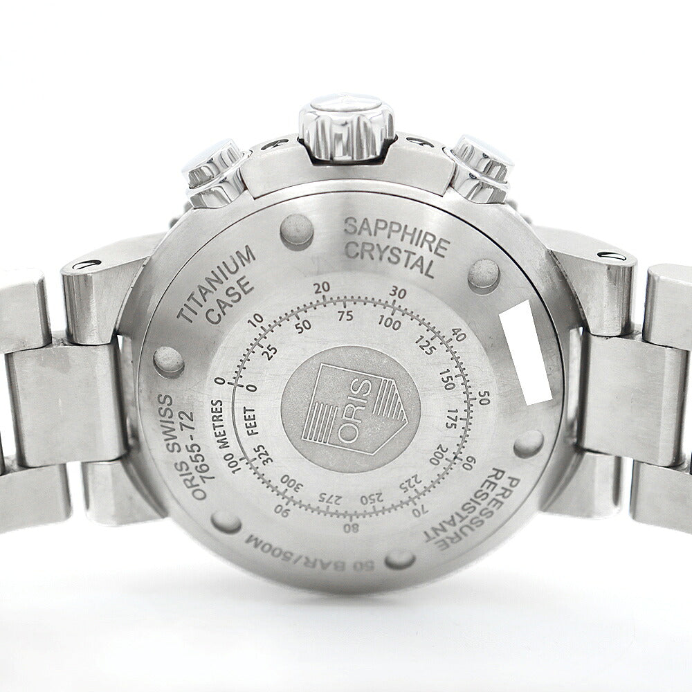ORIS オリス アクイス クロノグラフ  01 674 7655 7253-07 8 26 75PEB 500ｍ防水 デイト グレー Ti チタン メンズ 自動巻き【6ヶ月保証】【腕時計】【中古】