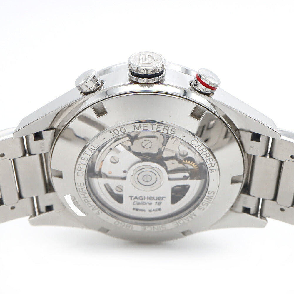 内部点検済 TAG Heuer タグホイヤー カレラ キャリバー16 クロノグラフ CV2A1V 裏スケ 100ｍ防水 タキメーター デイデイト 青 ブルー CE セラミック SS ステンレス メンズ 自動巻き【6ヶ月保証】【腕時計】【中古】