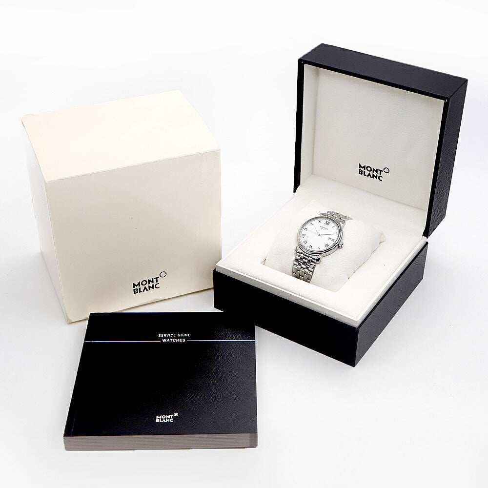 MONTBLANC モンブラン トラディション デイト オートマティック 7334 112610 30m防水 白 ホワイト SS ステンレス メンズ 自動巻き【6ヶ月保証】【腕時計】【中古】