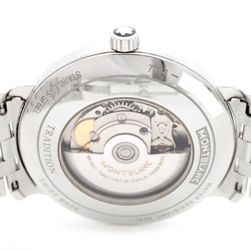 MONTBLANC モンブラン トラディション デイト オートマティック 7334 112610 30m防水 白 ホワイト SS ステンレス メンズ 自動巻き【6ヶ月保証】【腕時計】【中古】
