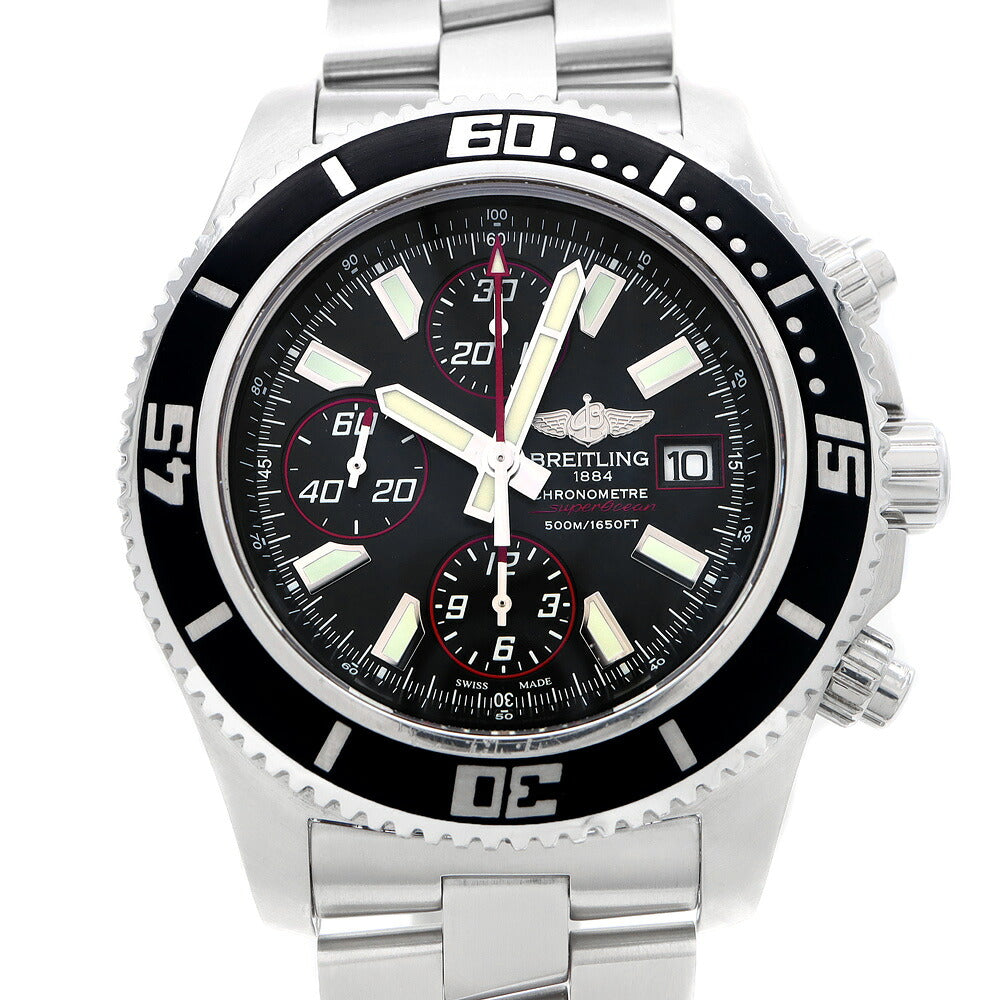 BREITLING ブライトリング スーパーオーシャン クロノグラフ A13341 デイト 500m防水 黒 ブラック SS ステンレス メンズ 自動巻き【6ヶ月保証】【腕時計】【中古】