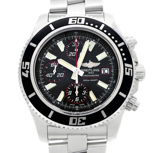 BREITLING ブライトリング スーパーオーシャン クロノグラフ A13341 デイト 500m防水 黒 ブラック SS ステンレス メンズ 自動巻き【6ヶ月保証】【腕時計】【中古】