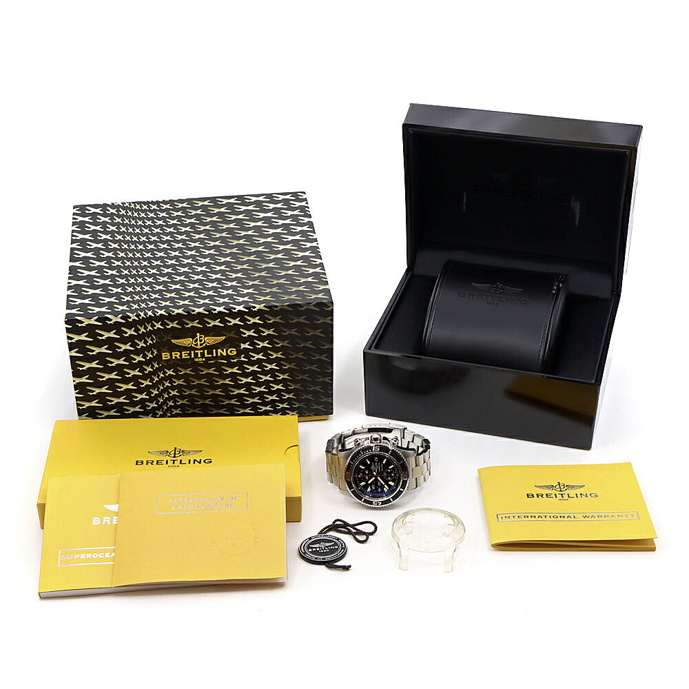 BREITLING ブライトリング スーパーオーシャン クロノグラフ A13341 デイト 500m防水 黒 ブラック SS ステンレス メンズ 自動巻き【6ヶ月保証】【腕時計】【中古】