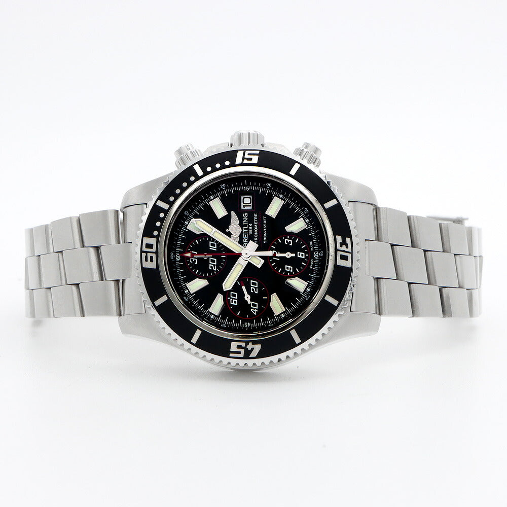 BREITLING ブライトリング スーパーオーシャン クロノグラフ A13341 デイト 500m防水 黒 ブラック SS ステンレス メンズ 自動巻き【6ヶ月保証】【腕時計】【中古】