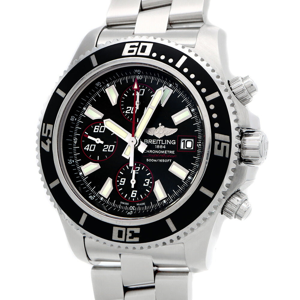 BREITLING ブライトリング スーパーオーシャン クロノグラフ A13341 デイト 500m防水 黒 ブラック SS ステンレス メンズ 自動巻き【6ヶ月保証】【腕時計】【中古】