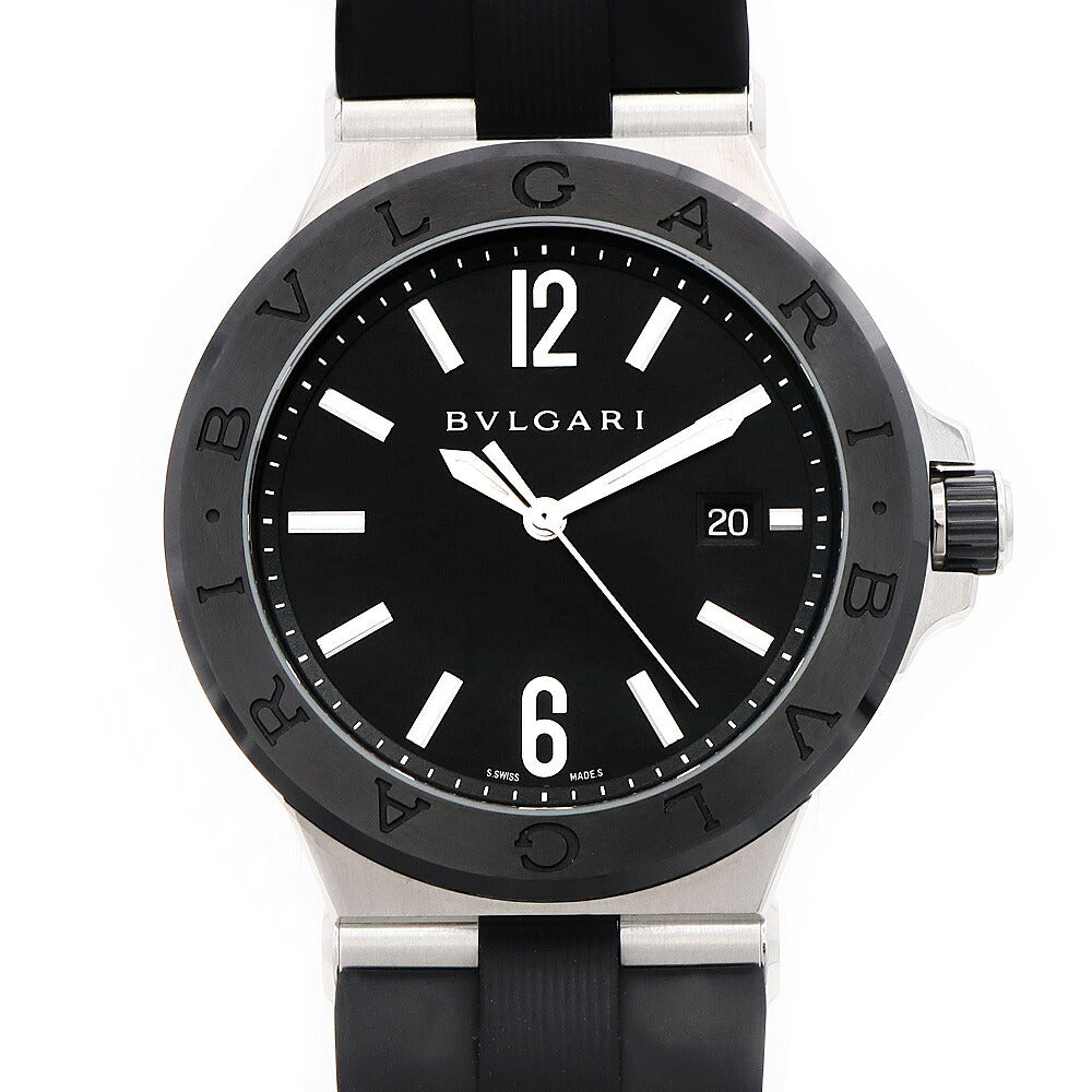 BVLGARI ブルガリ ディアゴノ DG42SC デイト 黒 ブラック CE セラミック SS ステンレス 純正ベルト 純正尾錠 メンズ 自動巻き【6ヶ月保証】【腕時計】【中古】